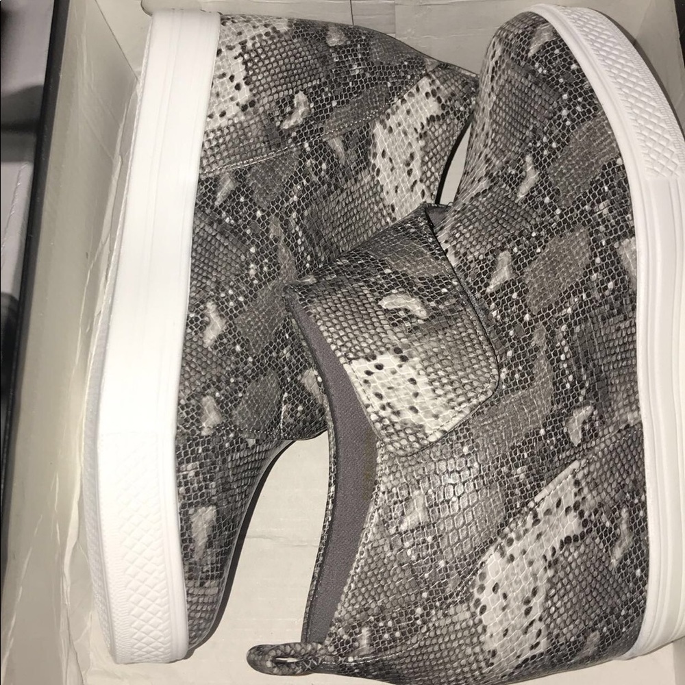 Snake skin sneaker wedges